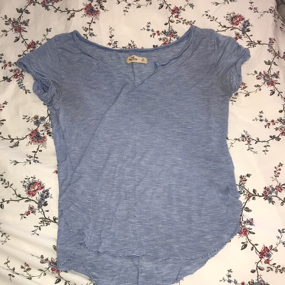 Blue & White Striped Hollister Tshirt